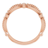 14K Gold Round Natural Diamond Accented Stackable Cross Ring – 1mm Stones - Rose Gold - view 7