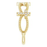 14K Gold Round Natural Diamond Accented Stackable Cross Ring – 1mm Stones - Yellow Gold - view 9