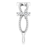 14K Gold Round Natural Diamond Accented Stackable Cross Ring – 1mm Stones - White Gold - view 9