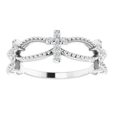 Platinum Round Natural Diamond Accented Stackable Cross Ring – 1mm Stones - view 8