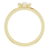 14K Gold Tapered Baguette Natural Diamond Accented Stackable Cross Ring - Yellow Gold - view 7
