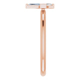 14K Gold Tapered Baguette Natural Diamond Accented Stackable Cross Ring - Rose Gold - view 9