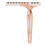 14K Gold Round Natural Black Diamond Accented Cross Bypass Ring - Rose Gold - view 14