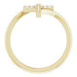 14K Gold Round Natural Diamond Accented Cross Bypass Ring - Yellow Gold - view 12