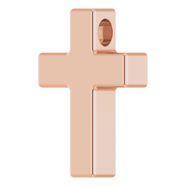 14K Gold Petite Cross Necklace or Pendant - Rose Gold - view 2