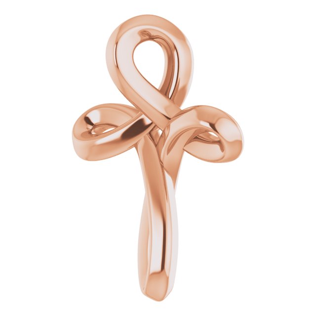 14K Gold Youth Cross Necklace or Pendant - Rose Gold - view 2