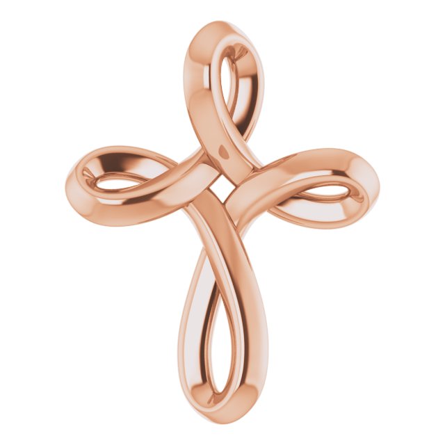 14K Gold Youth Cross Necklace or Pendant - Rose Gold