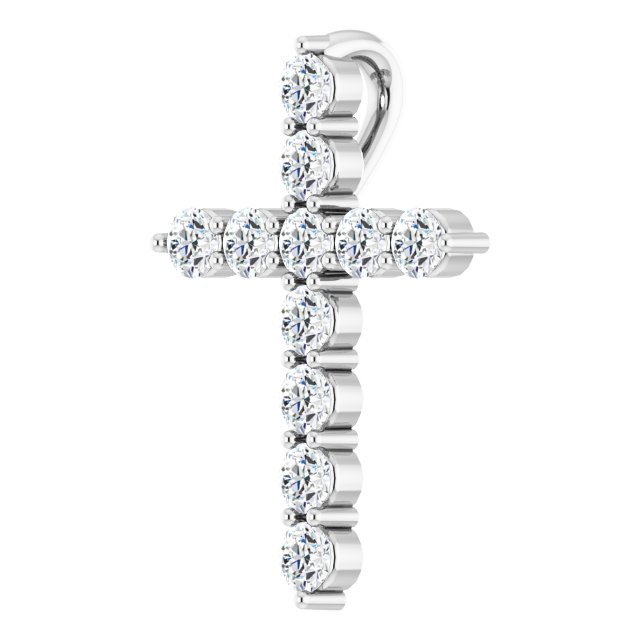 Platinum Round Natural Diamond Accented Cross Necklace or Pendant – up to 1/6 CTW - view 18