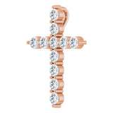14K Gold Round Lab-Grown Diamond Accented Cross Necklace or Pendant – up to 1/6 CTW - Rose Gold - view 11