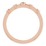 14K Gold Round Natural Diamond Stackable Cross Ring - Rose Gold - view 7