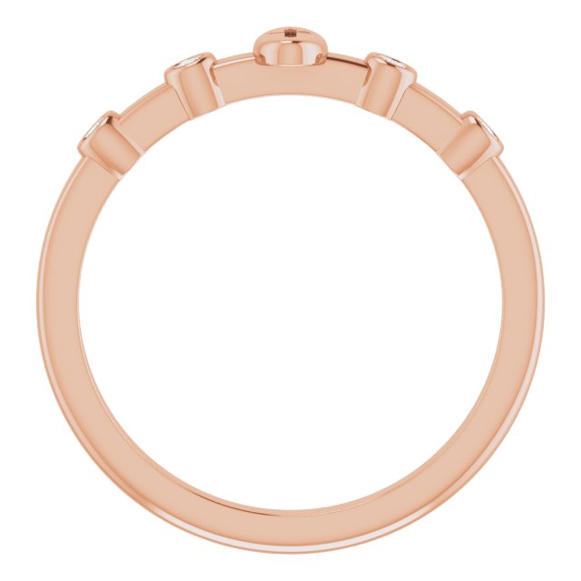 14K Gold Round Natural Diamond Stackable Cross Ring - Rose Gold - view 7