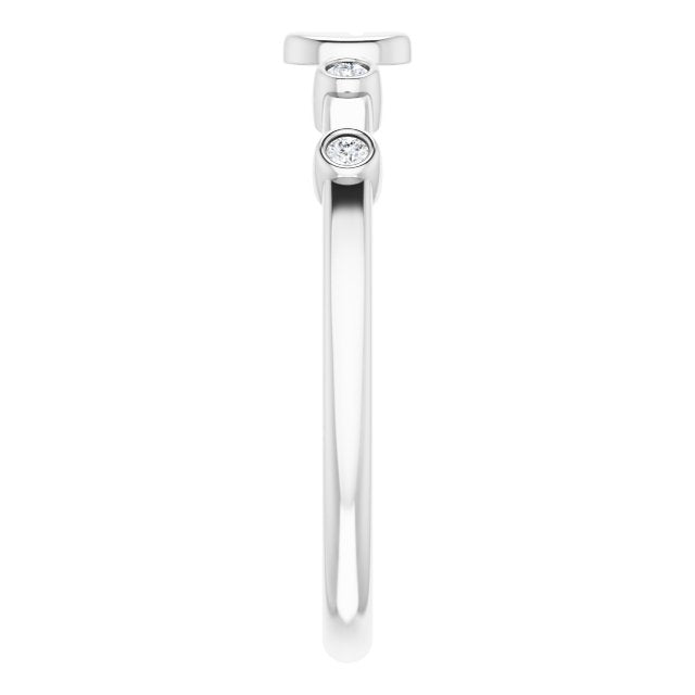 Platinum Round Natural Diamond Stackable Cross Ring - view 9