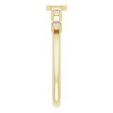 14K Gold Round Natural Diamond Stackable Cross Ring - Yellow Gold - view 9