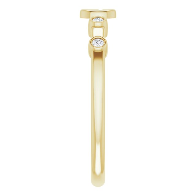 14K Gold Round Natural Diamond Stackable Cross Ring - Yellow Gold - view 9