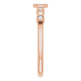 14K Gold Round Natural Diamond Stackable Cross Ring - Rose Gold - view 9