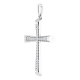 14K Gold Round Natural Diamond Micro Pavé-Style Cross Pendant III - view 5