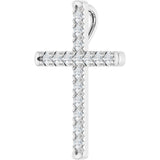 14K Gold Round Natural Diamond French-Set Cross Necklace or Pendant - White Gold - view 8
