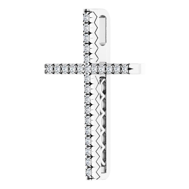 14K Gold Round Natural Diamond Cross Pendant – up to 1/4 CTW - White Gold - view 9