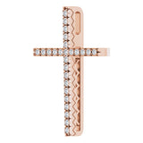 14K Gold Round Natural Diamond Cross Pendant – up to 1/4 CTW - Rose Gold - view 9