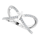 14K Gold Round Natural Diamond French-Set Cross Ring - White Gold - view 10