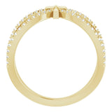 14K Gold Round Natural Diamond French-Set Cross Ring - Yellow Gold - view 7