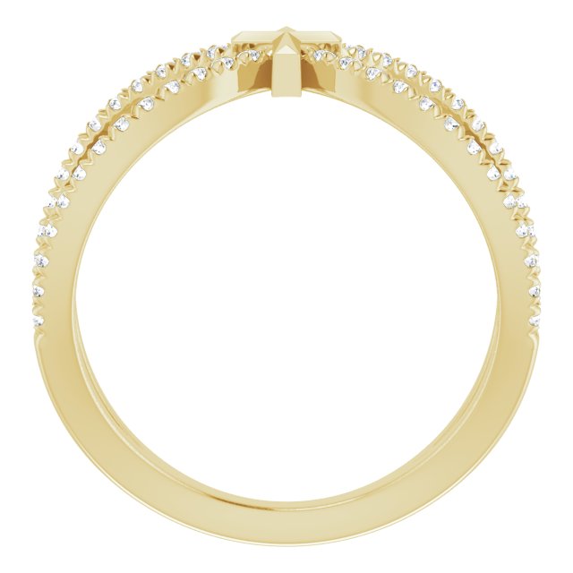 14K Gold Round Natural Diamond French-Set Cross Ring - Yellow Gold - view 7