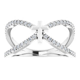 Platinum Round Natural Diamond French-Set Cross Ring - view 8