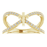 14K Gold Round Natural Diamond French-Set Cross Ring - Yellow Gold - view 8