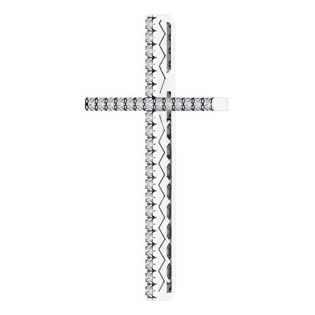14K Gold Round Natural Diamond Cross Pendant – up to 1/4 CTW - White Gold - view 6