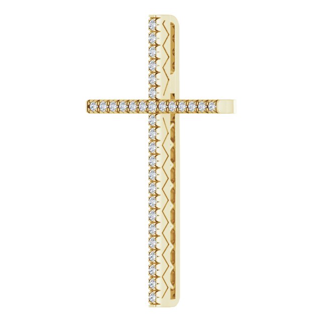 14K Gold Round Natural Diamond Cross Pendant – up to 1/4 CTW - Yellow Gold - view 6