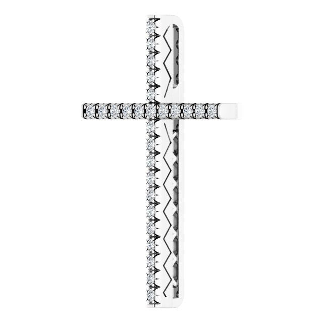 14K Gold Round Natural Diamond Cross Pendant – up to 1/4 CTW - White Gold - view 8