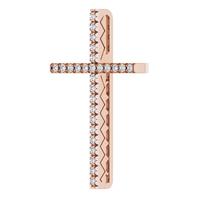 14K Gold Round Natural Diamond Cross Pendant – up to 1/4 CTW - Rose Gold - view 8