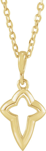 14K Gold Petite Open Cross Necklace or Pendant - Yellow Gold