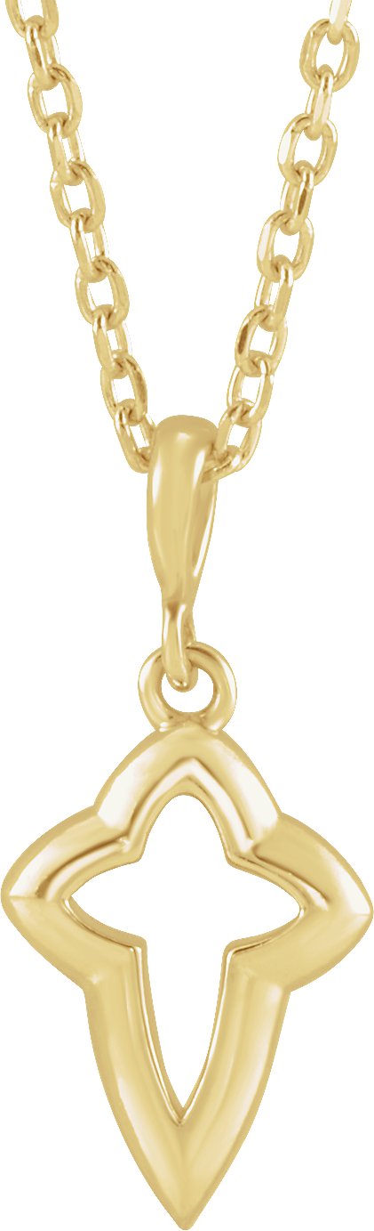 14K Gold Petite Open Cross Necklace or Pendant - Yellow Gold