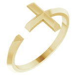 14K Gold Negative Space Cross Ring - Yellow Gold