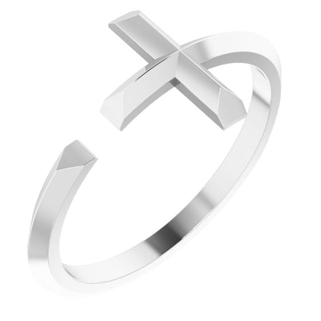 Platinum Negative Space Cross Ring