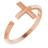 14K Gold Negative Space Cross Ring - Rose Gold
