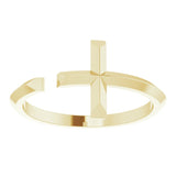 14K Gold Negative Space Cross Ring - Yellow Gold - view 3