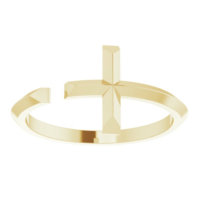 14K Gold Negative Space Cross Ring - Yellow Gold - view 3