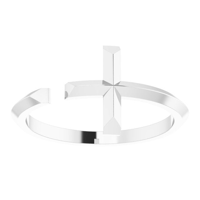 14K Gold Negative Space Cross Ring - White Gold - view 3
