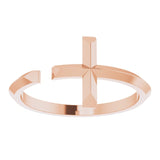 14K Gold Negative Space Cross Ring - Rose Gold - view 3