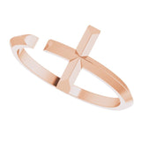14K Gold Negative Space Cross Ring - Rose Gold - view 5
