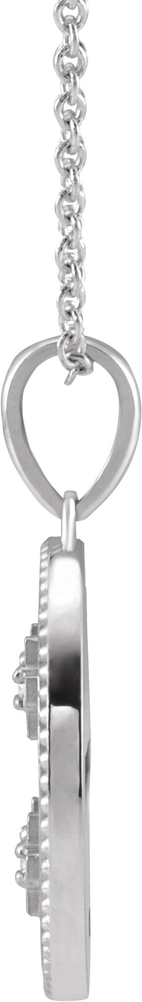 14K Gold Round Natural Diamond Jerusalem Cross Necklace or Pendant - White Gold - view 6