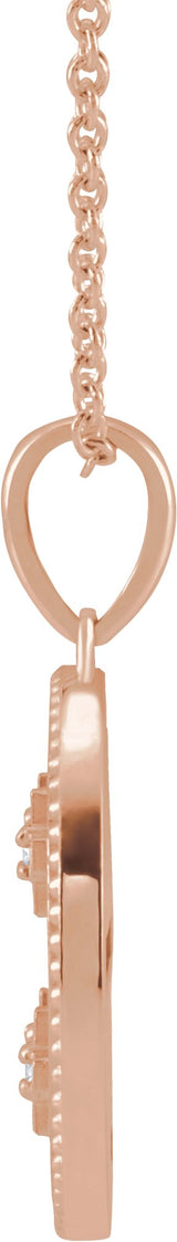 14K Gold Round Natural Diamond Jerusalem Cross Necklace or Pendant - Rose Gold - view 6