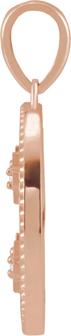 14K Gold Round Natural Diamond Jerusalem Cross Necklace or Pendant - Rose Gold - view 6