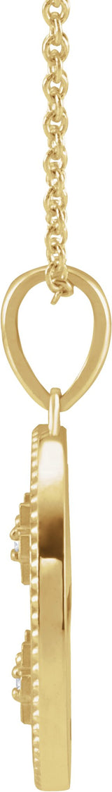 14K Gold Round Natural Diamond Jerusalem Cross Necklace or Pendant - Yellow Gold - view 6
