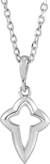 Platinum Petite Open Cross Necklace or Pendant