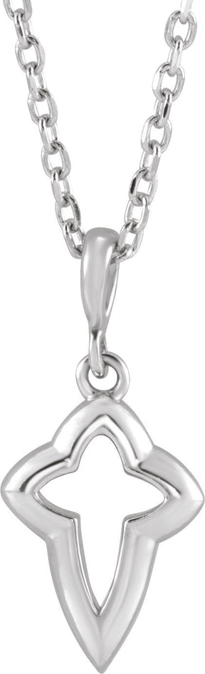 Platinum Petite Open Cross Necklace or Pendant