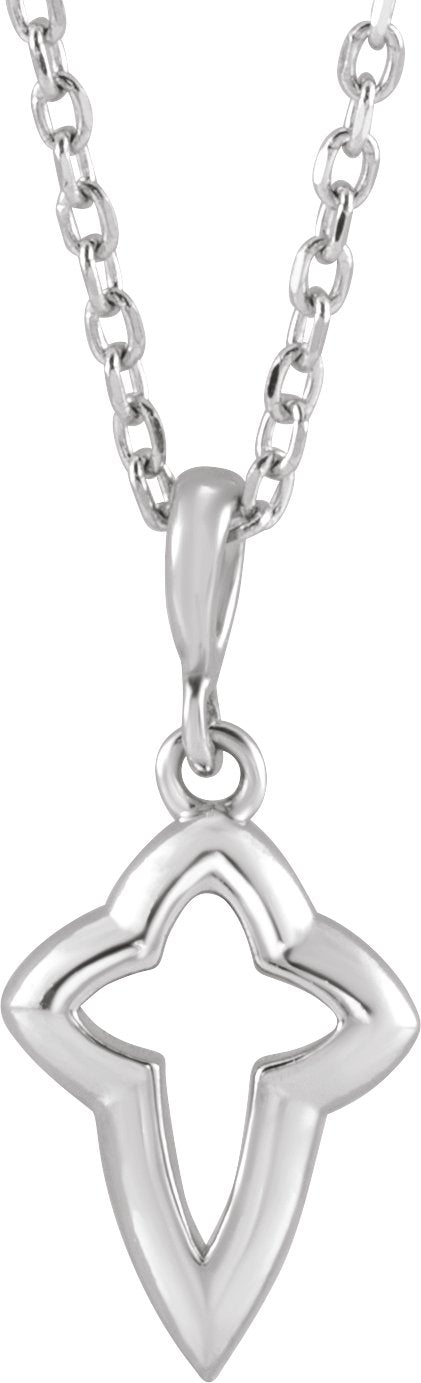 Platinum Petite Open Cross Necklace or Pendant