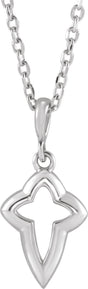 Platinum Petite Open Cross Necklace or Pendant